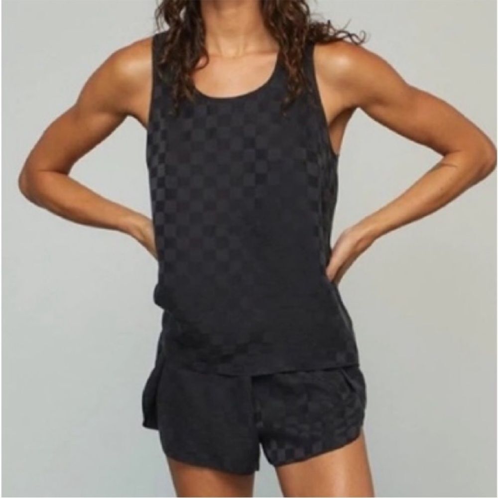 Lunya Washable Silk Short Set In Black Jacquard Small NWOT
